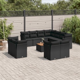 Garden sofa set 12 pieces with black synthetic rattan cushions by , Garden sets - Ref: Foro24-3256272, Price: 877,38 €, Disco...