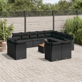 Garden sofa and cushion set 13 pieces black synthetic rattan by , Garden sets - Ref: Foro24-3256279, Price: 880,20 €, Discoun...