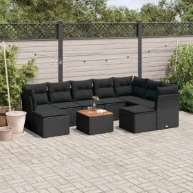 Garden sofa set 10 pieces with black synthetic rattan cushions by , Garden sets - Ref: Foro24-3256293, Price: 588,63 €, Disco...