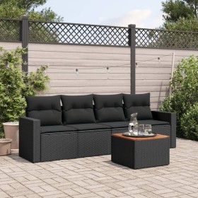 Set de muebles de jardín 5 pzas y cojines ratán sintético negro de , Conjuntos de jardín - Ref: Foro24-3256328, Precio: 332,5...