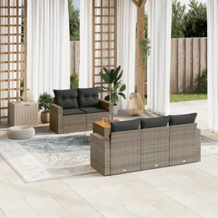 6-piece garden furniture set and gray synthetic rattan cushions by , Garden sets - Ref: Foro24-3256340, Price: 405,74 €, Disc...