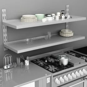 Floating wall shelf 2 levels stainless steel 150x30 cm by vidaXL, Shelves and shelves - Ref: Foro24-51049, Price: 142,96 €, D...