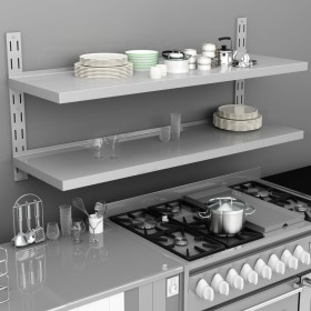 Schwebendes Wandregal 2 Ebenen aus Edelstahl 150x30 cm von vidaXL, Regale und Regale - Ref: Foro24-51049, Preis: 168,46 €, Ra...