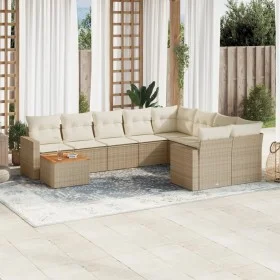 Gartensofa-Set mit beigen Kissen, 10-teilig, synthetisches Rattan von , Gartensets - Ref: Foro24-3256618, Preis: 683,58 €, Ra...