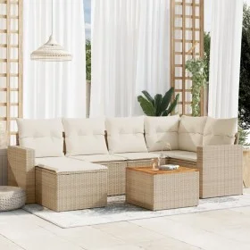 7-piece garden sofa set and beige synthetic rattan cushions by , Garden sets - Ref: Foro24-3256555, Price: 474,59 €, Discount: %