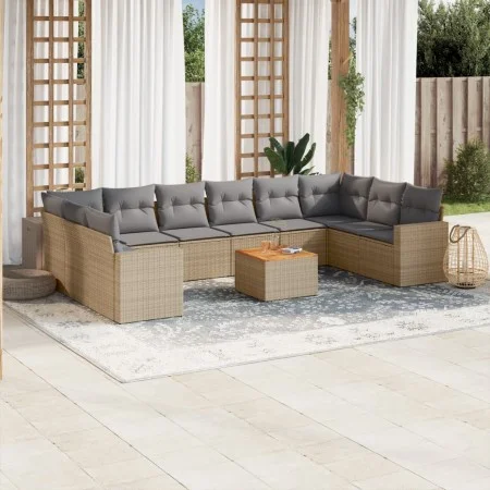 Gartensofa-Set mit beigem Kissenmix, 11-teilig aus PE-Rattan von , Gartensets - Ref: Foro24-3256626, Preis: 693,48 €, Rabatt: %