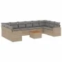 Gartensofa-Set mit beigem Kissenmix, 11-teilig aus PE-Rattan von , Gartensets - Ref: Foro24-3256626, Preis: 693,48 €, Rabatt: %