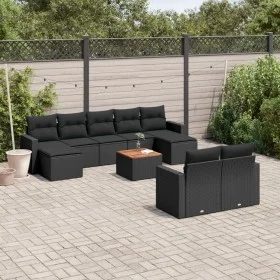 Gartensofa-Set 10-teilig mit schwarzen synthetischen Rattankissen von , Gartensets - Ref: Foro24-3256664, Preis: 646,19 €, Ra...