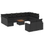 Garden sofa and cushion set 13 pieces black synthetic rattan by , Garden sets - Ref: Foro24-3256685, Price: 847,81 €, Discoun...