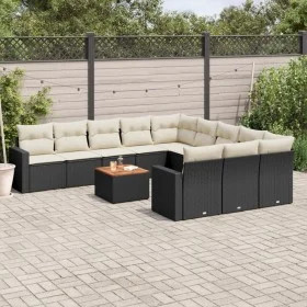 Gartensofa-Set 12-teilig mit schwarzen synthetischen Rattankissen von , Gartensets - Ref: Foro24-3256679, Preis: 723,19 €, Ra...
