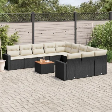 Gartensofa-Set 12-teilig mit schwarzen synthetischen Rattankissen von , Gartensets - Ref: Foro24-3256679, Preis: 723,19 €, Ra...