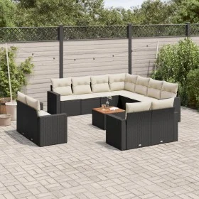 Garden sofa and cushion set 13 pieces black synthetic rattan by , Garden sets - Ref: Foro24-3256721, Price: 844,06 €, Discoun...