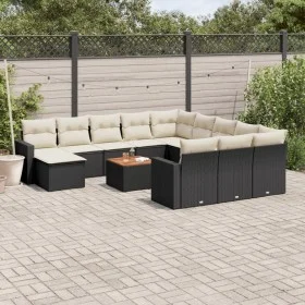 Garden sofa and cushion set 13 pieces black synthetic rattan by , Garden sets - Ref: Foro24-3256756, Price: 775,09 €, Discoun...