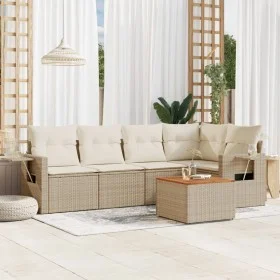 Garden sofa set with cushions 6 pieces beige synthetic rattan by , Garden sets - Ref: Foro24-3256884, Price: 442,41 €, Discou...