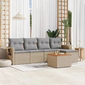Gartensofa-Set mit beigem Kissenmix, 6-teilig, PE-Rattan von , Gartensets - Ref: Foro24-3256871, Preis: 380,62 €, Rabatt: %