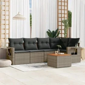 6-piece garden furniture set and gray synthetic rattan cushions by , Garden sets - Ref: Foro24-3256886, Price: 381,13 €, Disc...