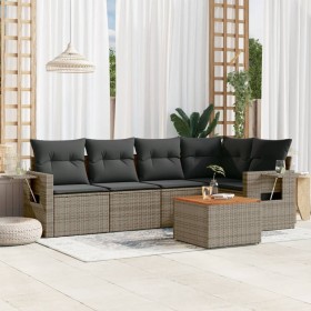 6-teiliges Gartenmöbel-Set und graue synthetische Rattankissen von , Gartensets - Ref: Foro24-3256886, Preis: 382,08 €, Rabat...