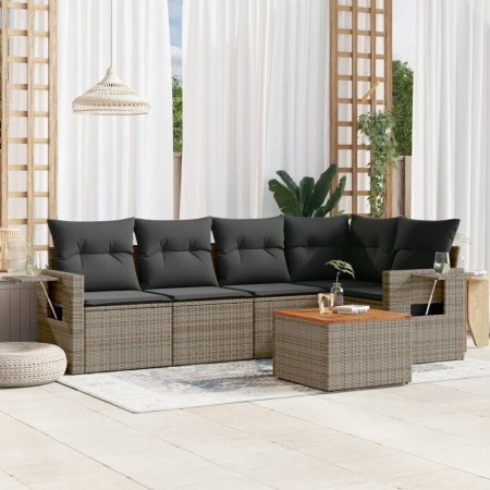 6-teiliges Gartenmöbel-Set und graue synthetische Rattankissen von , Gartensets - Ref: Foro24-3256886, Preis: 382,08 €, Rabat...