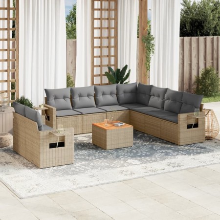 Garden sofa set with beige cushions 10 pieces synthetic rattan by , Garden sets - Ref: Foro24-3256962, Price: 714,93 €, Disco...