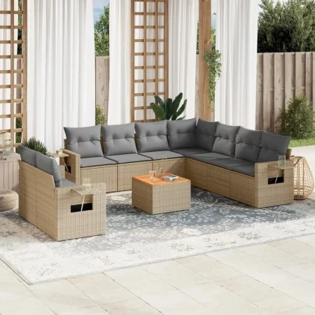 Garden sofa set with beige cushions 10 pieces synthetic rattan by , Garden sets - Ref: Foro24-3256962, Price: 683,36 €, Disco...