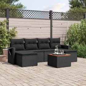 7-piece garden dining set and black synthetic rattan cushions by , Garden sets - Ref: Foro24-3257014, Price: 450,99 €, Discou...