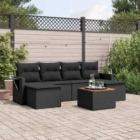 7-piece garden dining set and black synthetic rattan cushions by , Garden sets - Ref: Foro24-3257014, Price: 450,99 €, Discou...