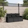 Gartensofa-Set mit Kissen, 3-teilig, schwarzes synthetisches Rattan von , Gartensets - Ref: Foro24-3252192, Preis: 256,07 €, ...