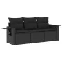 Gartensofa-Set mit Kissen, 3-teilig, schwarzes synthetisches Rattan von , Gartensets - Ref: Foro24-3252192, Preis: 256,07 €, ...
