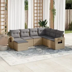 7-teiliges Gartensofa-Set und beigefarbene synthetische Rattankissen von , Gartensets - Ref: Foro24-3252836, Preis: 461,09 €,...
