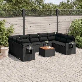Gartensofa-Set, 10-teilig, schwarze Kissen aus synthetischem Rattan von , Gartensets - Ref: Foro24-3257035, Preis: 664,63 €, ...