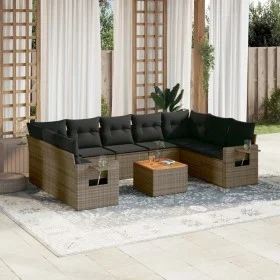 10-piece garden sofa set with gray synthetic rattan cushions by , Garden sets - Ref: Foro24-3257040, Price: 611,46 €, Discoun...