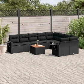 Gartensofa-Set, 10-teilig, schwarze Kissen aus synthetischem Rattan von , Gartensets - Ref: Foro24-3257049, Preis: 664,63 €, ...
