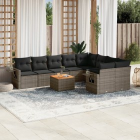 10-piece garden sofa set with gray synthetic rattan cushions by , Garden sets - Ref: Foro24-3257054, Price: 621,67 €, Discoun...