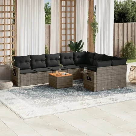 10-piece garden sofa set with gray synthetic rattan cushions by , Garden sets - Ref: Foro24-3257054, Price: 611,46 €, Discoun...