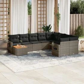 10-piece garden sofa set with gray synthetic rattan cushions by , Garden sets - Ref: Foro24-3257061, Price: 611,46 €, Discoun...