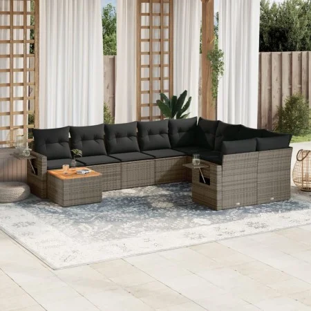 10-piece garden sofa set with gray synthetic rattan cushions by , Garden sets - Ref: Foro24-3257061, Price: 611,46 €, Discoun...