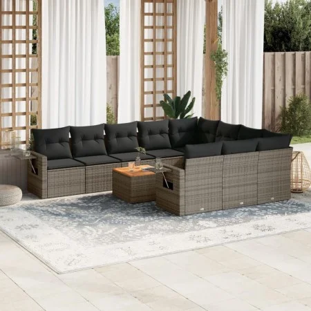 11-piece garden sofa set and gray synthetic rattan cushions by , Garden sets - Ref: Foro24-3257075, Price: 655,19 €, Discount: %