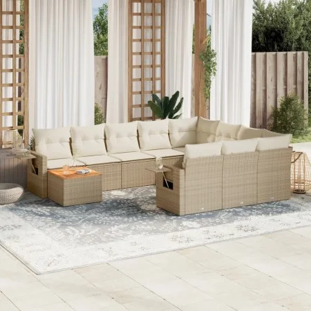 11-teiliges Gartensofa-Set mit beigen synthetischen Rattankissen von , Gartensets - Ref: Foro24-3257080, Preis: 733,85 €, Rab...