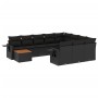 Set de sofás de jardín 11 pzas y cojines ratán sintético negro de , Conjuntos de jardín - Ref: Foro24-3257077, Precio: 688,42 €