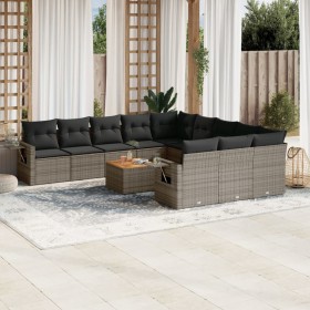 12-teiliges Gartensofa-Set mit grauen synthetischen Rattankissen von , Gartensets - Ref: Foro24-3257124, Preis: 757,77 €, Rab...