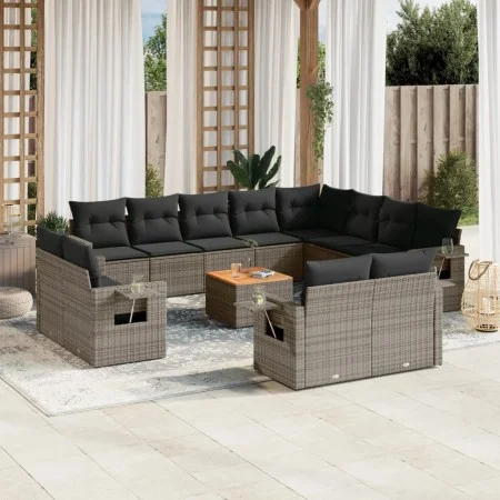 Garden sofa set with cushions 13 pieces gray synthetic rattan by , Garden sets - Ref: Foro24-3257166, Price: 908,98 €, Discou...