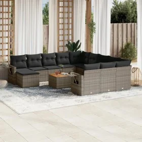 Gartensofa-Set mit Kissen, 13-teilig, graues synthetisches Rattan von , Gartensets - Ref: Foro24-3257201, Preis: 811,95 €, Ra...