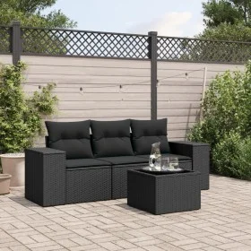 4-piece garden sofa set with black synthetic rattan cushions by , Garden sets - Ref: Foro24-3254602, Price: 290,88 €, Discoun...