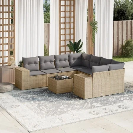 9-piece garden sofa set with beige synthetic rattan cushions by , Garden sets - Ref: Foro24-3254696, Price: 635,76 €, Discoun...