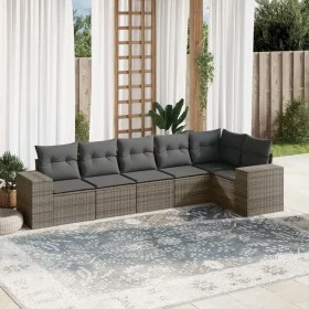 6-piece garden furniture set and gray synthetic rattan cushions by , Garden sets - Ref: Foro24-3254927, Price: 400,91 €, Disc...