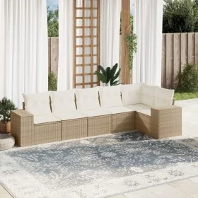 Garden sofa set with cushions 6 pieces beige synthetic rattan by , Garden sets - Ref: Foro24-3254925, Price: 473,63 €, Discou...