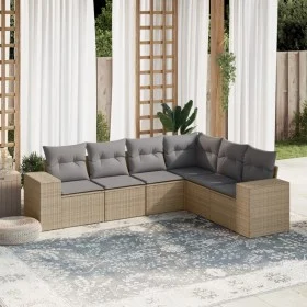 Garden sofa set with cushions 6 pieces beige synthetic rattan by , Garden sets - Ref: Foro24-3254946, Price: 439,35 €, Discou...