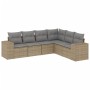 Gartensofa-Set mit Kissen, 6-teilig, beiges synthetisches Rattan von , Gartensets - Ref: Foro24-3254946, Preis: 430,94 €, Rab...