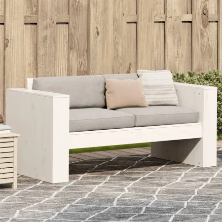 Sofá de jardín 2 plazas madera maciza pino blanco 134x60x62 cm de , Sofás de exterior - Ref: Foro24-832370, Precio: 142,57 €,...