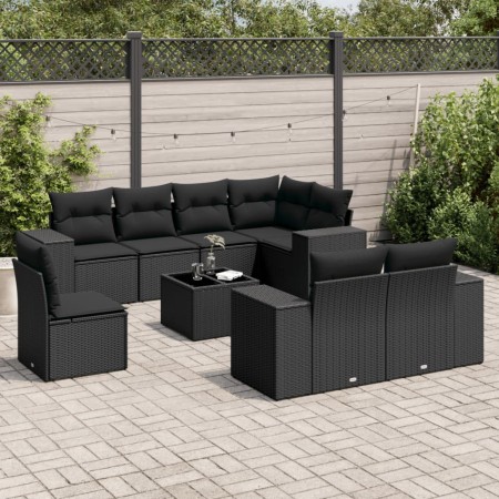 8-piece garden sofa set and black synthetic rattan cushions by , Garden sets - Ref: Foro24-3255182, Price: 639,50 €, Discount: %